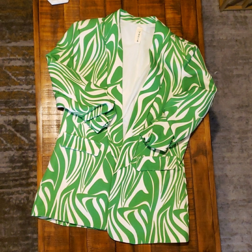 Green Pattern Blazer
